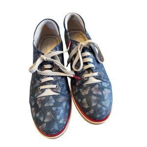 BeautiFeel "Jane" Navy Metallic Butterfly Print Platform Sneakers | Size 39